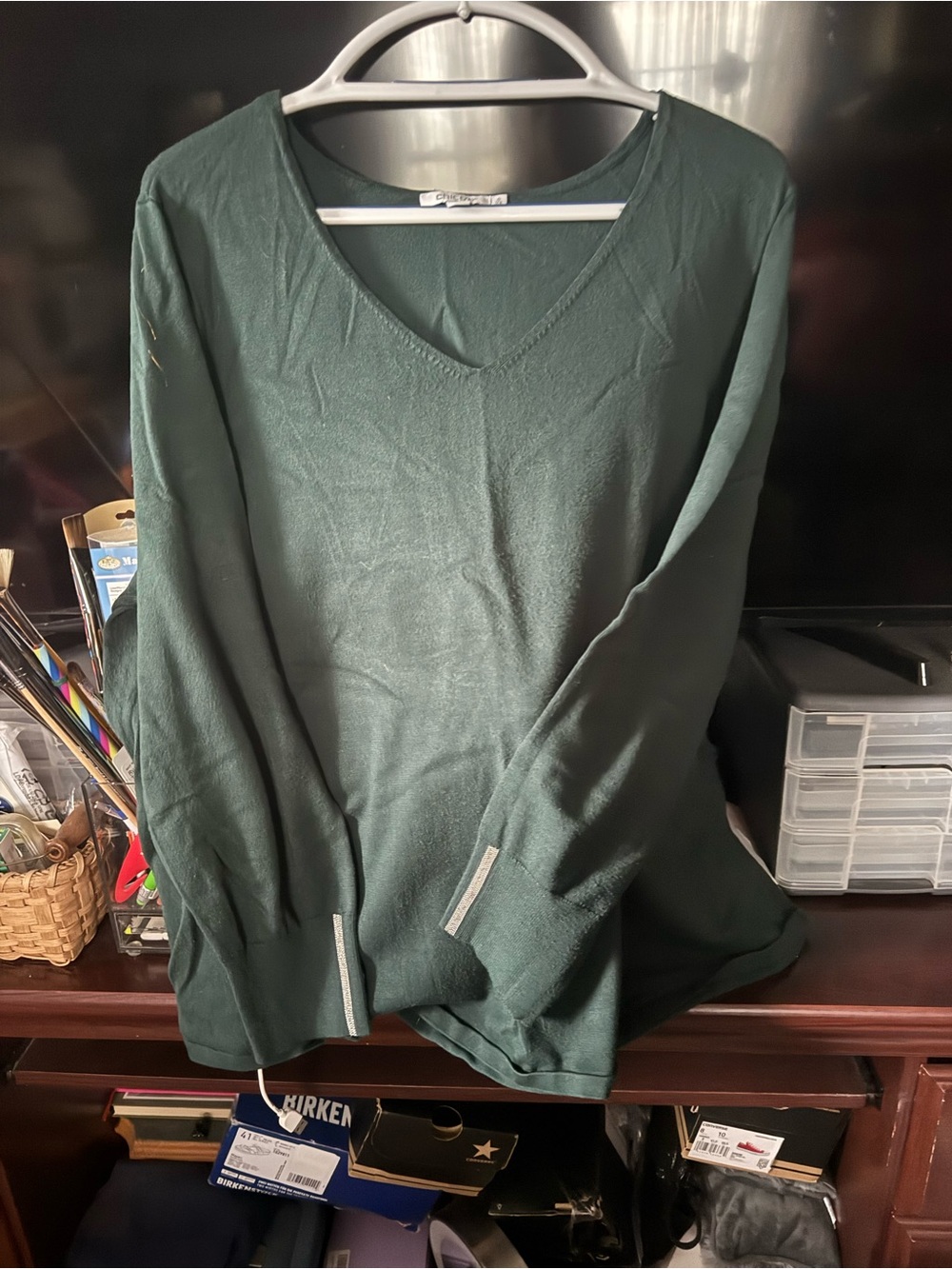 Chico's Forest Green V-Neck Sweater